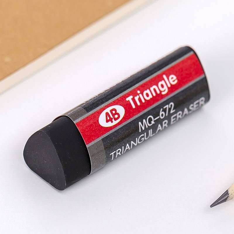 MQ-673 4B Dreieckiger PVC-Radiergummi – Cartoon-Design für Studenten, Prüfungen, Zeichnen und Bürogebrauch (Schwarz/Weiß)​_voghion.com