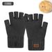 Autumn And Winter Fingerless Gloves Plus Velvet Knitted Cold Proof Warm Half Length Writing Wool Thickened Half Finger Gloves_voghion.com