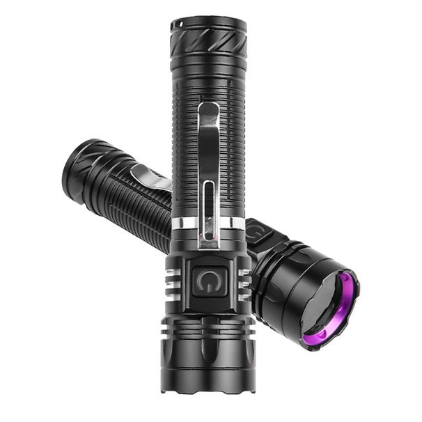 UV365 Black Light Flashlight With Clip - Pet Stain Detector, Counterfeit Money Checker, Portable Purple LED Torch For Home & Outdoor Use_voghion.com