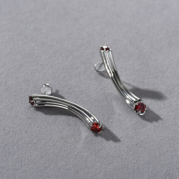 Damenschmuck Elegante gestreifte Creolen mit Zirkonia, S925 versilbert, minimalistisches geometrisches Design für den Alltag_voghion.com