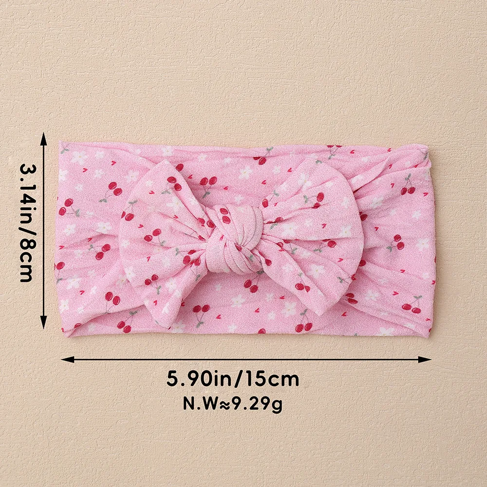 Cute Children's Fruit Digital Printed Headband European and American Baby Hair Accessories Stretch Nylon Baby Bow Wide Hair Band_voghion.com