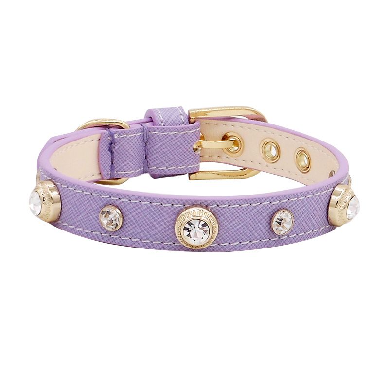 Pet Diamond White Rivet Cat And Dog Collar_voghion.com