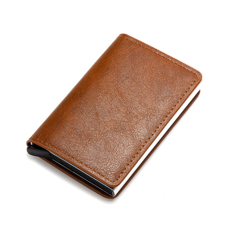 Bycobecy Anti-Diebstahl-Geldbörse, RFID-blockierende Smart-Geldbörse, Herren-Leder-Vintage-Geldbörse, Aluminium-Box-Etui, Kartenhalter-Geldbörse_voghion.com
