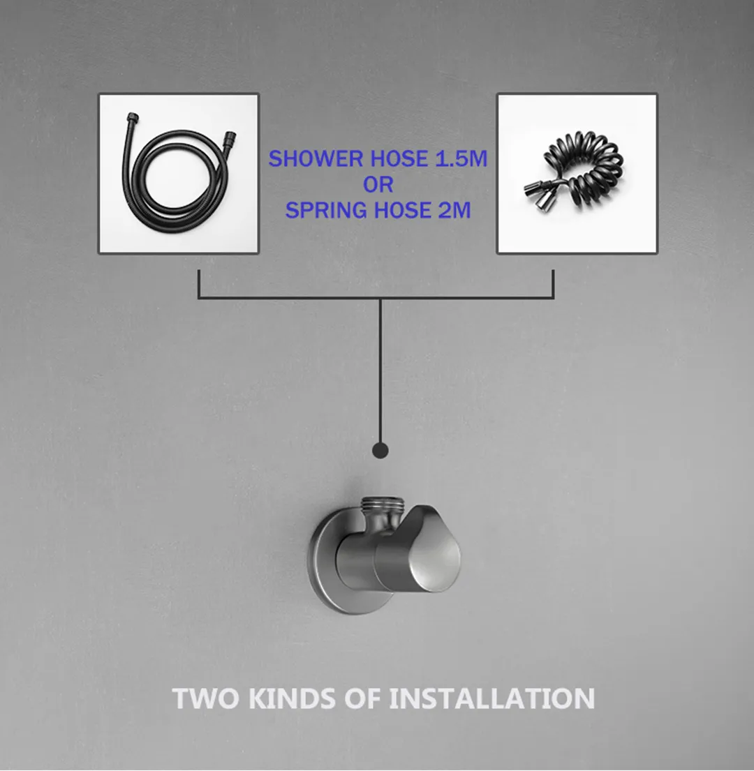 Corps de robinet d'angle en laiton nettoyant corps nettoyant corps nettoyant buse en acier inoxydable pistolet de pulvérisation de toilette lave-cul robinet_voghion.com