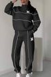 Autunno Inverno Nuova Moda Lettera Stampa Felpa Set Casual Cerniera Collo Semiaperto Maglietta a Maniche Lunghe + Pantaloni della Tuta Completo Due Pezzi_voghion.com