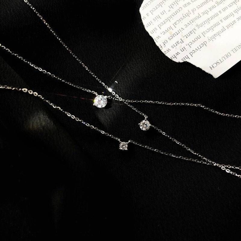 S925 argint placat cu aur de 14K colier clasic cu patru gheare cu diamante, temperament simplu, lanț de claviculă pentru femei, colier ușor de lux_voghion.com