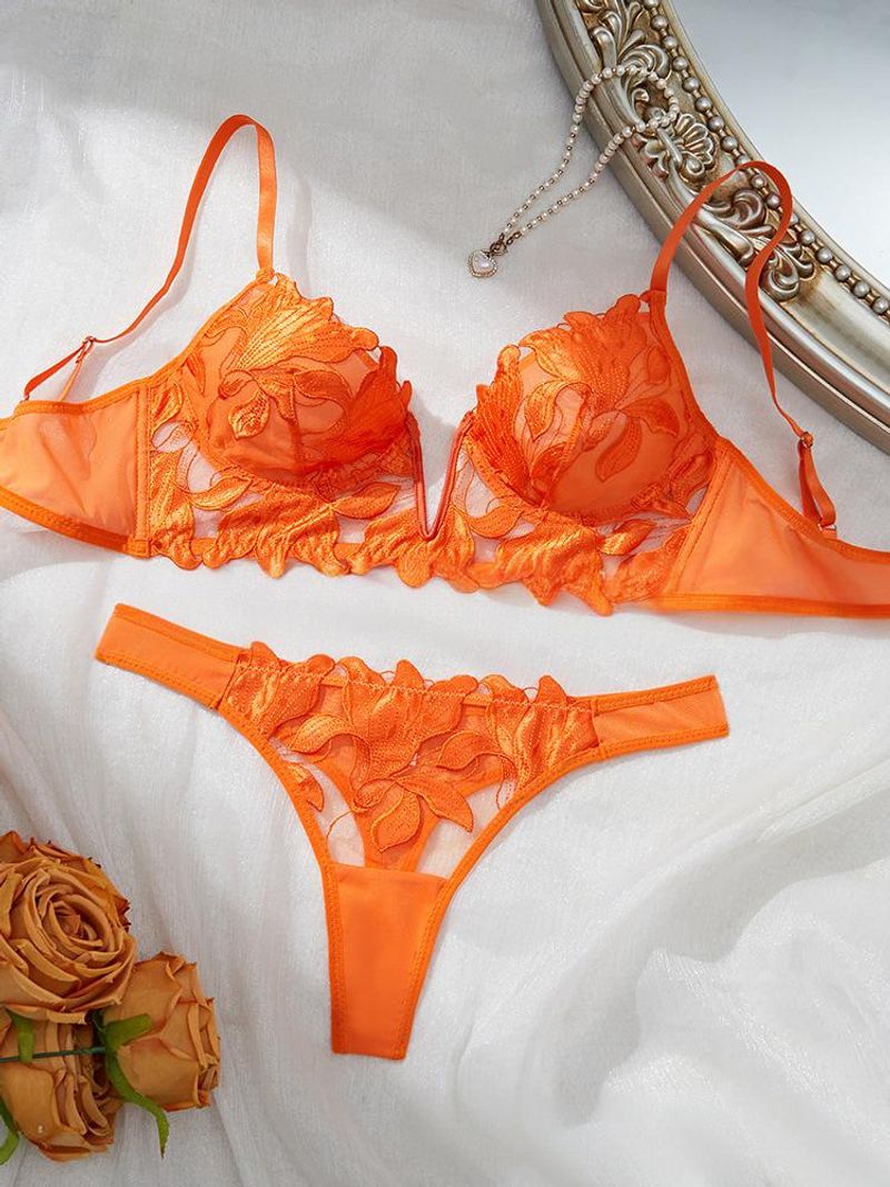 Women's Intimates Embroidered Mesh Sexy Lingerie Panties Pure Desire Sexy Set Bra Bra Anti Sagging_voghion.com