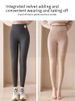 Leggings termici da donna foderati in pile, pantaloni invernali in pile color zenzero a vita alta, spessi, per climi estremamente freddi_voghion.com