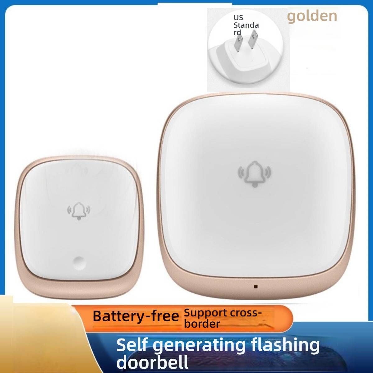 Drahtlose Türklingel mit eigener Stromversorgung, Fernbedienung und LED-Blitz – Keine Batterien erforderlich, für Hörgeschädigte und Senioren geeignet, 36 Klingeloptionen, 30 m Reichweite_voghion.com