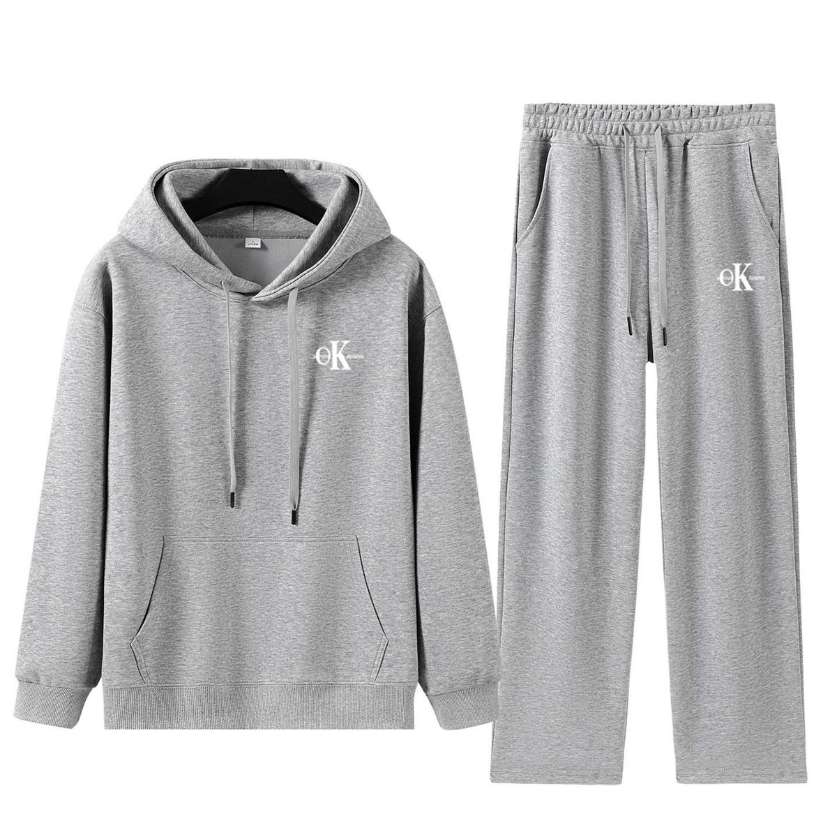 Herrenbekleidung: Unisex-Trainingsanzug mit Kapuze und Stickerei im Used-Look – zum Überziehen oder mit Reißverschluss (6 Farben, S–XL) | Streetwear-Partnerlook_voghion.com