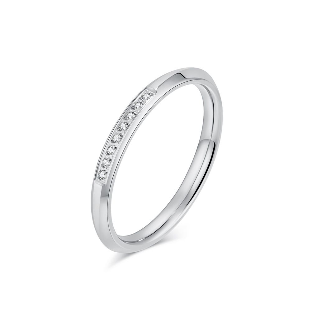 Ins einfache temperament hohe grade titanium stahl intarsien 3A zirkon ring damen elegante licht luxus mode tragen zubehör_voghion.com
