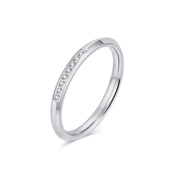 Ins einfache temperament hohe grade titanium stahl intarsien 3A zirkon ring damen elegante licht luxus mode tragen zubehör_voghion.com