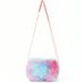 Flickor Rosa Fjärils Tecknad Mönster Messenger Väska Kawaii Färgglad Plysch Utflykt Liten Fyrkantig Väska Pälsklädd_voghion.com