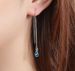 925 Silver Plated Waterdrop Blue CZ Threader Dangle Drop Chain Pull Earrings C9_voghion.com