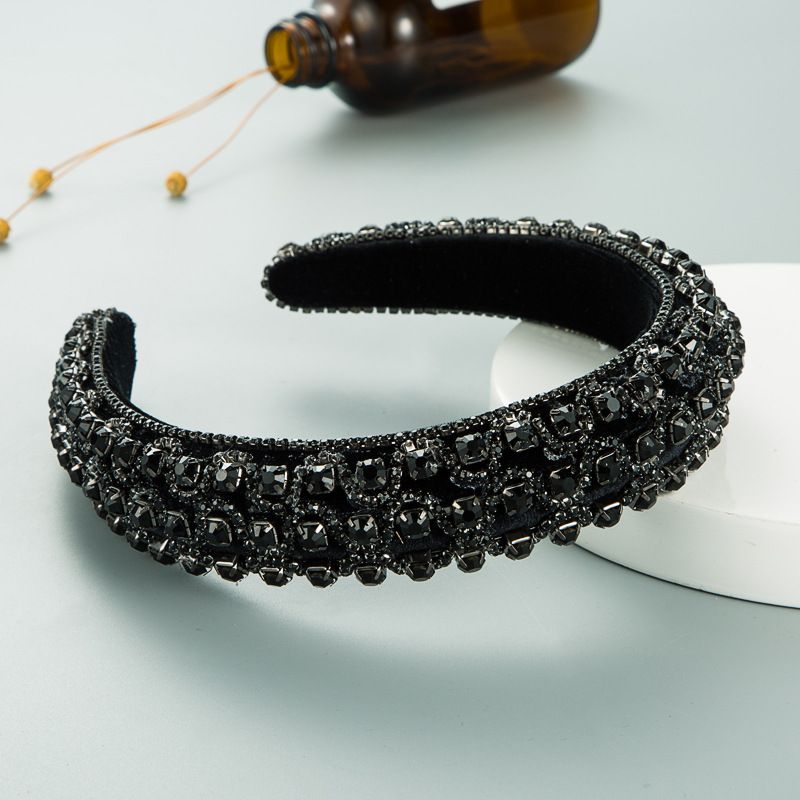 Unisex Velvet cloth palace style sponge hair hoop women set rhinestone fashion beautiful ball hair accessories_voghion.com