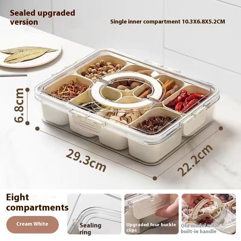 Spice Kitchen Eight-Compartment For Herbs Household Food-Grade Dry Ingredients With Lid Chili Seasoning Storage Box_voghion.com