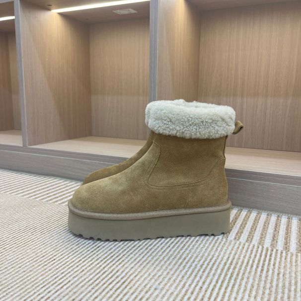 Henan Sangpo Sheepskin Mid-Calf Thick-Soled Curly Martin Snow Boots With Cotton And Thickened Wool Wedge Heel For Warmth_voghion.com