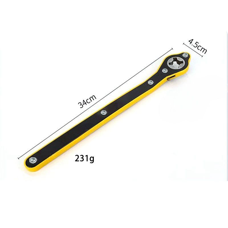High Carbon Steel Blackened Car Jack Handle With Ratchet Mechanism - 340mm Heavy-Duty Tire Wrench For Quick & Effortless Lifting_voghion.com