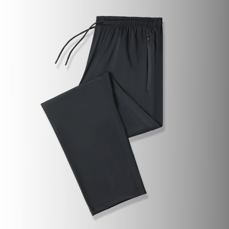 Summer Ice Silk Long Men's Thin Elastic Loose Breathable Plus Size Quick-Dry Casual Sports Pants_voghion.com