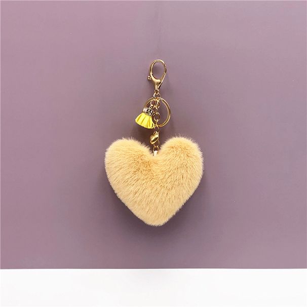 Portachiavi con ciondolo a forma di cuore, con ciondolo a forma di cuore, in peluche, per auto, con anello, creativo, piccolo regalo_voghion.com
