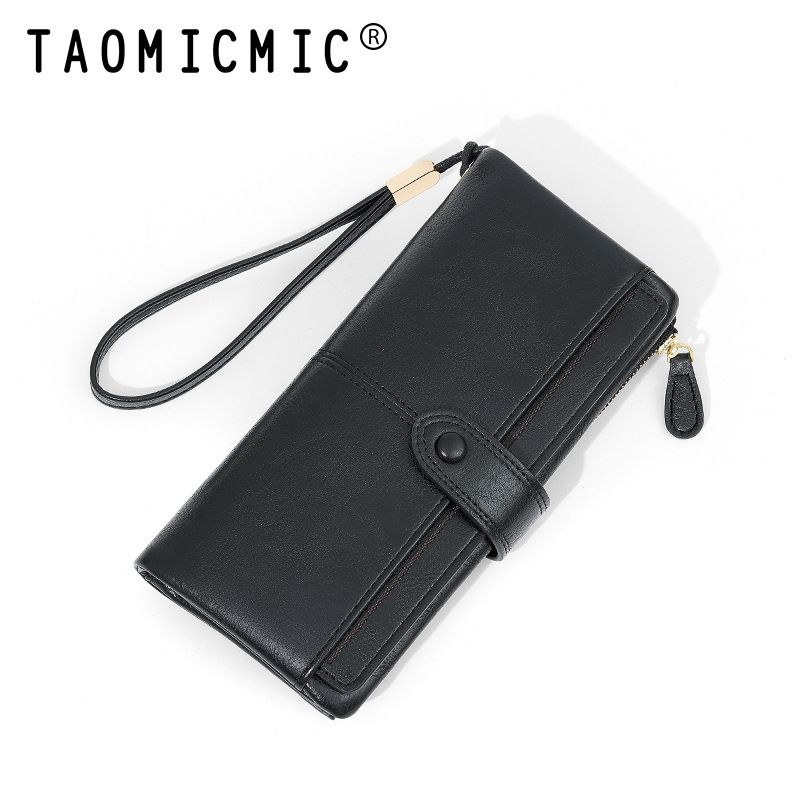Lange Damenbrieftasche, Retro-Mode, einfache Handbrieftasche aus PU-Stoff, Brieftasche mit mehreren Kartenfächern und Reißverschluss_voghion.com