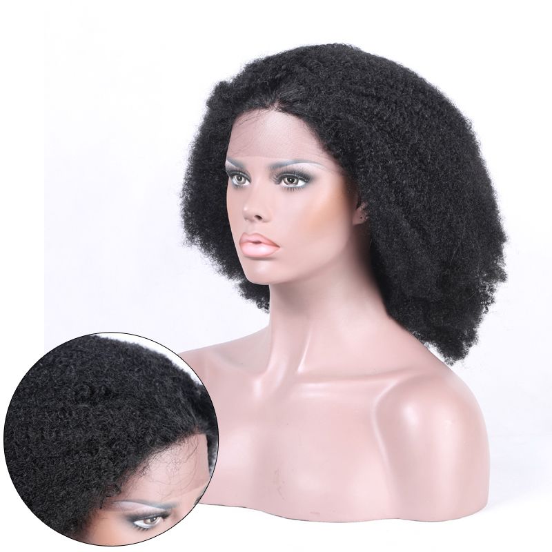 33 x 15,2 cm, tiefes Scheitel, Schweizer Spitzenperücken, Echthaar, 150 % Dichte, unbehandeltes Afro-Haar, verworrene lockige Schweizer Spitzenperücken, vorgezupft_voghion.com