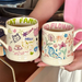 Childhood Graffiti Butterfly Cream Ceramic Cup Office Coffee Cup Couple Breakfast Cup_voghion.com