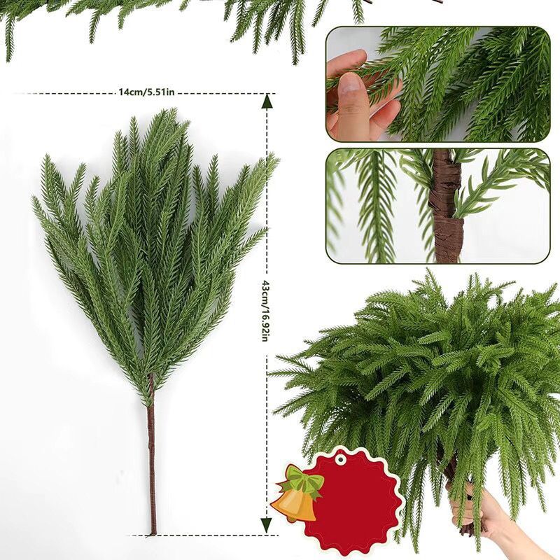 Green Plant Hotel Artificial Pine Needle Single Branch Christmas Tree Decoration_voghion.com