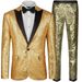 CT Performance Dress Gold Sequin Suit Korean Blazer Nightclub Men's Host Emcee Photo Studio Two-Piece Set_voghion.com
