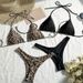 Maillot de bain deux pièces sexy imprimé léopard, couleur unie, pour femmes, pour la plage, les sources chaudes, quatre pièces_voghion.com