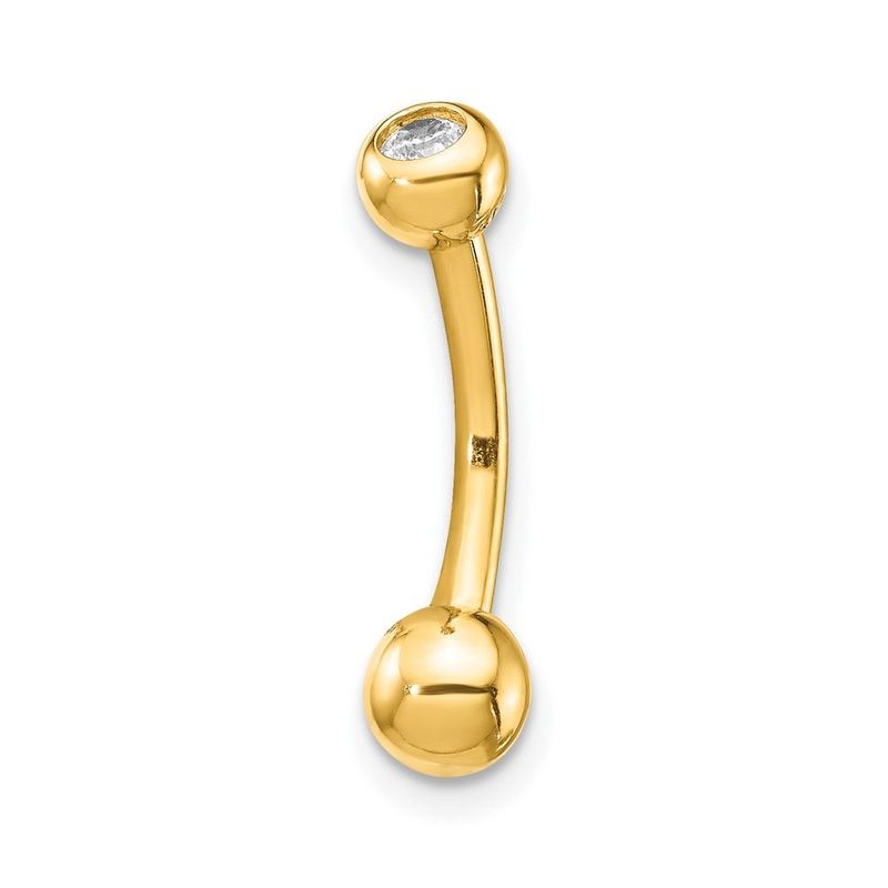 14k 14 Gauge Polished CZ Belly Ring_voghion.com