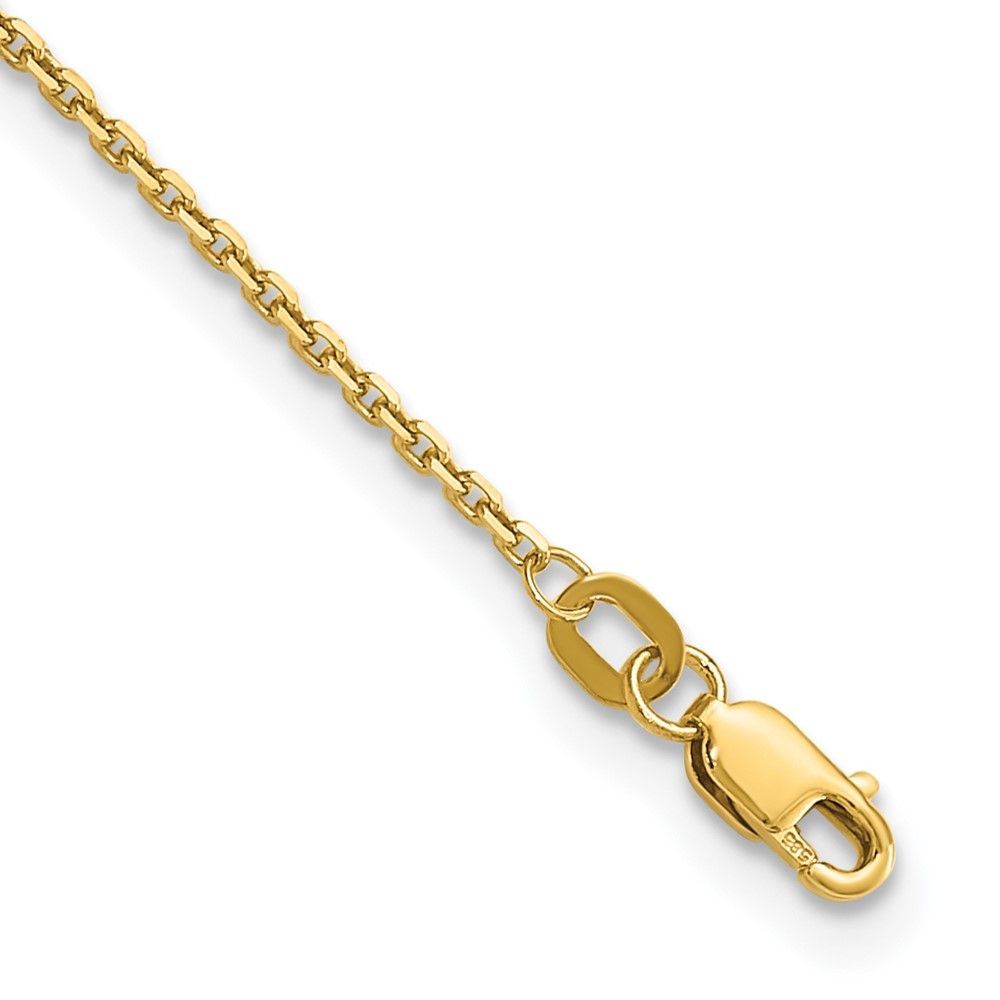 14K 10 Inch 1.4mm Diamond-cut Round Open Link Cable With Lobster Clasp Anklet_voghion.com