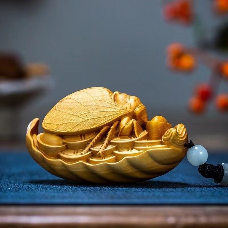 Boxwood One Shout To Fame Carving Portable Bring In Wealth And Treasure Hand Play Handicrafts Pendant_voghion.com