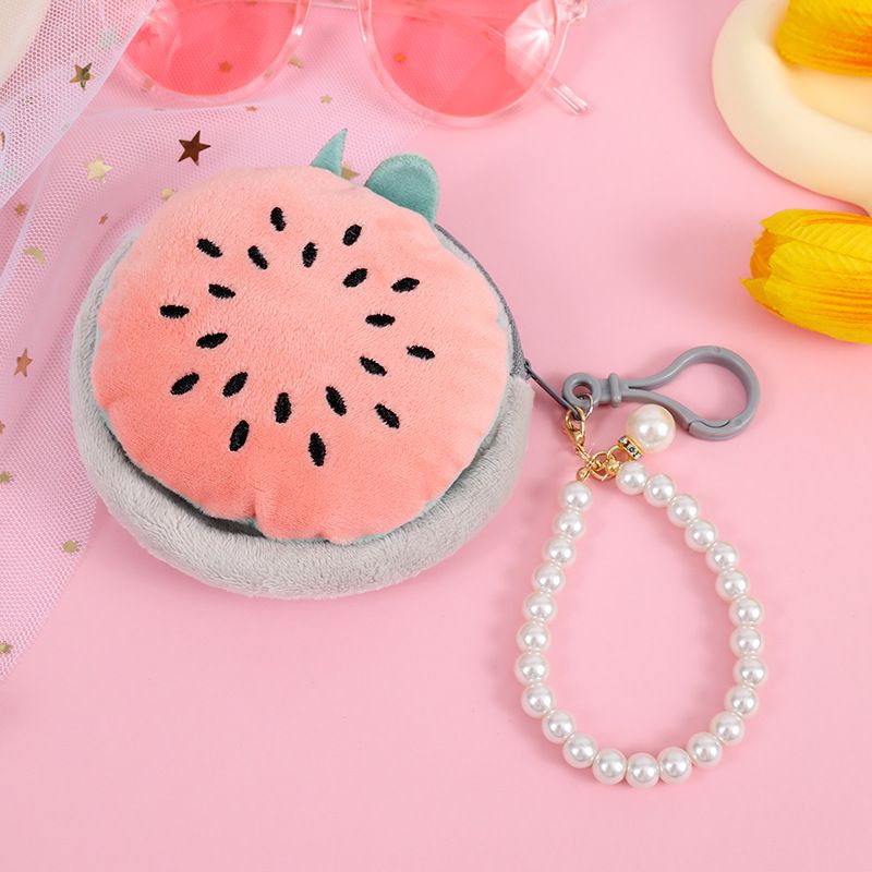 Cute Plush Beaded Chain Fruit Purse Coin Lipstick Bluetooth Earphone Data Cable Storage Bag_voghion.com
