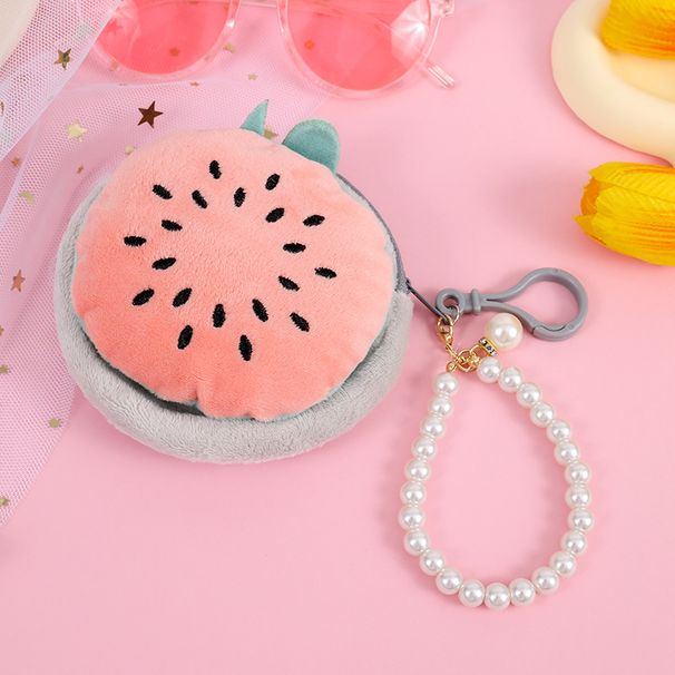 Cute Plush Beaded Chain Fruit Purse Coin Lipstick Bluetooth Earphone Data Cable Storage Bag_voghion.com