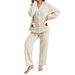 Autumn And Winter Cotton Lint Button Cardigan Cherry Print Women's Pajamas Loungewear Simple And Casual_voghion.com