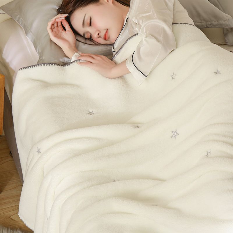 Embroidered Coral Fleece Shawl Thickened Air-Conditioning Blanket 2025 New Arrival_voghion.com