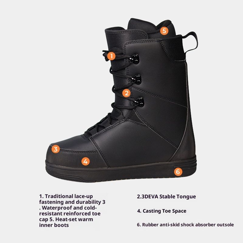 Zees Zees Snowboarding Boots Lace-Up Men's And Women's Boa Carved Sliding Flat Flower Entry-Level Waterproof Anti-Slip Warm Ski_voghion.com