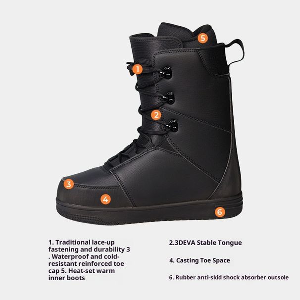 Zees Zees Snowboarding Boots Lace-Up Men's And Women's Boa Carved Sliding Flat Flower Entry-Level Waterproof Anti-Slip Warm Ski_voghion.com