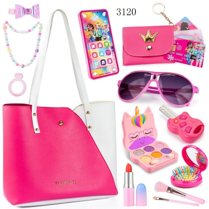 New children's cosmetics, makeup toys, handbag, girl lipstick, princess beauty bag set_voghion.com