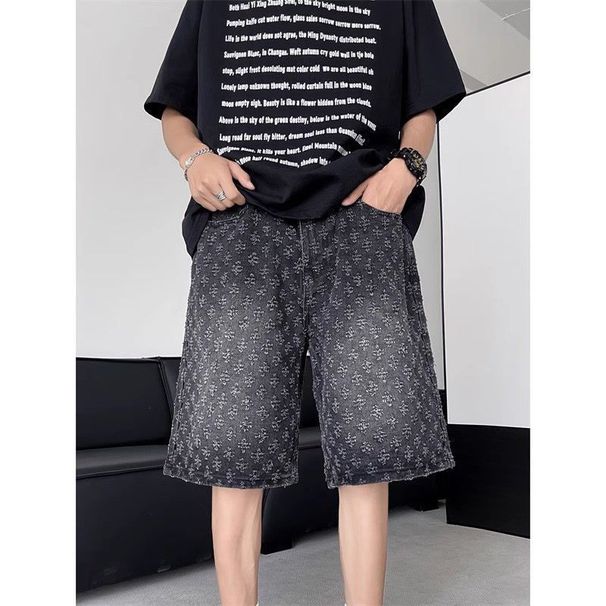 Herrenbekleidung Zerrissene Jeans-Shorts Herren Sommer Trendy High Street Vintage Trendy Mittellange Hose_voghion.com