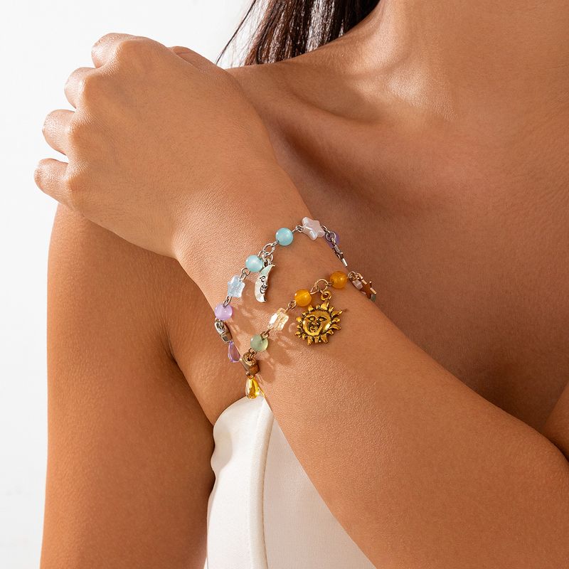 Accessoires Mode Vielseitiges Herz Türkis Unregelmäßige Legierung Multi-Element Shell Armband_voghion.com