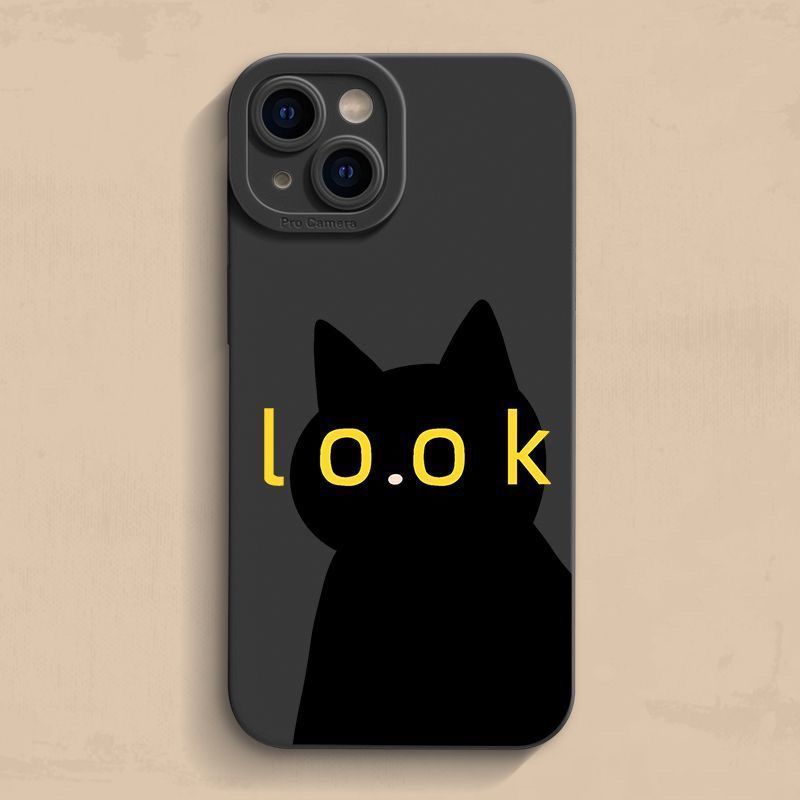 Look Black Cat Compatible IPhone 16 Pro Case 7 Plus/15 Pro/16 Cartoon 14 Plus Trendy X_voghion.com