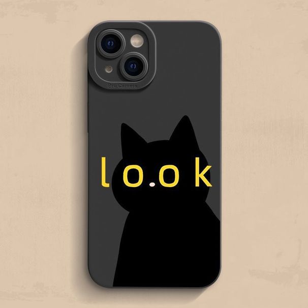 Look Black Cat Compatible IPhone 16 Pro Case 7 Plus/15 Pro/16 Cartoon 14 Plus Trendy X_voghion.com