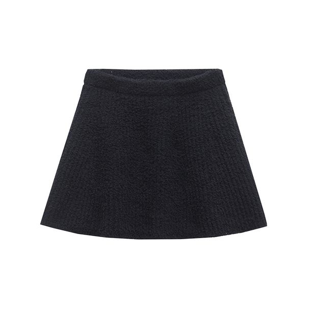 2025 Winter Women's Solid Color Simple Style Sweater Pullover Knitwear + Elastic Waist Short Skirt Set_voghion.com