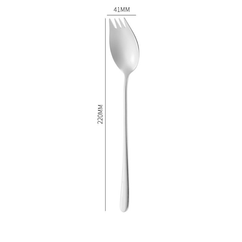 304 Stainless Steel Dual-Use Spoon Fork Salad Pasta Fruit Serving Utensil Titanium Plated Perfect For Home Hotel Student Use_voghion.com
