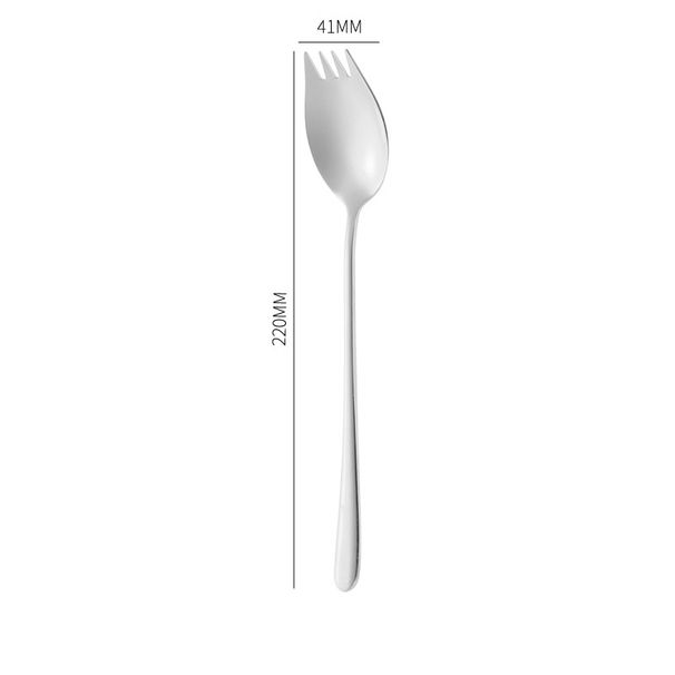 304 Stainless Steel Dual-Use Spoon Fork Salad Pasta Fruit Serving Utensil Titanium Plated Perfect For Home Hotel Student Use_voghion.com