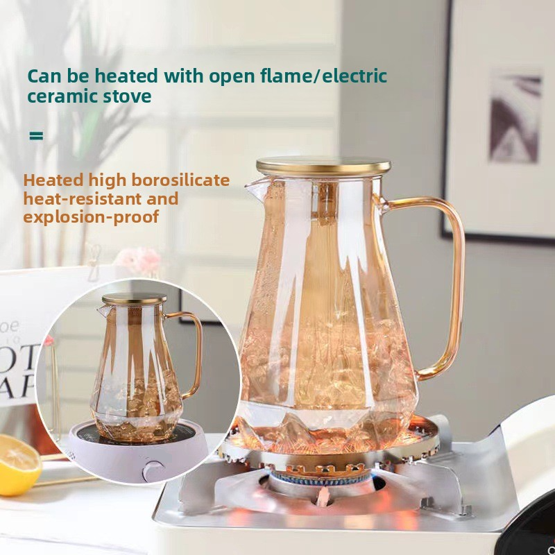 Nordic Glass Water Pitcher Set (1500ml Pitcher + 300ml Cup) – Thickened Borosilicate Carafe With Gradient Color, Shatterproof & Heat Resistant_voghion.com