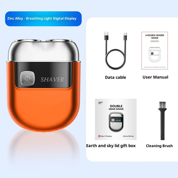 Wiederaufladbarer Elektrorasierer aus Zinklegierung – Doppelrotationsklingen, Magnetköpfe, LED-Anzeige und Reiseetui für Männer_voghion.com