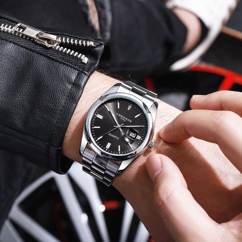 CHRONOS Herrenmode Sport Edelstahlarmband Kalender Wasserdicht Quarz Klassisch Leuchtend_voghion.com
